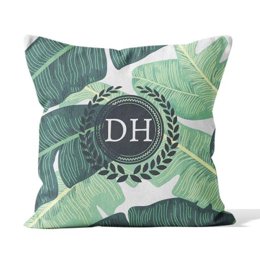 Personalised Banana Leaves  Cushion - Smooth Linen - Double Sided print - 45cm x 45cm.