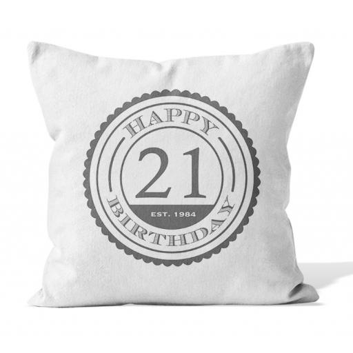 Personalised Birthday EST year Cushion - Faux Suede - Double Sided print - 45cm x 45cm.