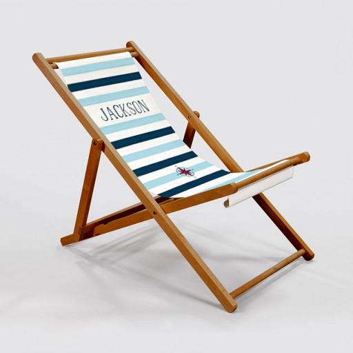 Personalised Adult Nautical Wooden Deck Chair.