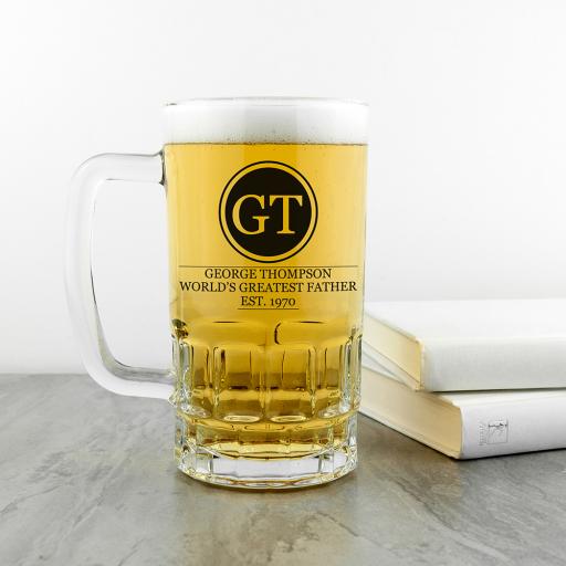 Personalised Monogramed 'Greatest Dad' Beer Tankard.