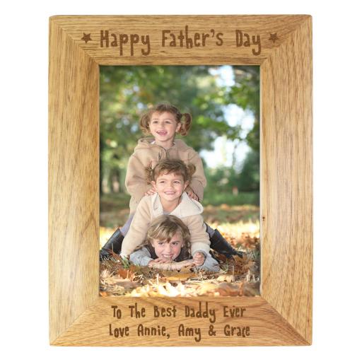 Personalised Engraved 5x7 Happy Fathers Day Wooden Frame.