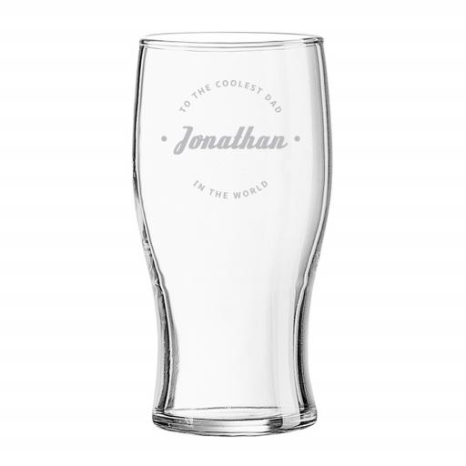 Personalised Coolest Dad Ever Tulip Pint Glass.