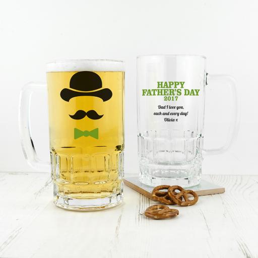 Personalised Gentleman Dad's Beer Tankard - Green.