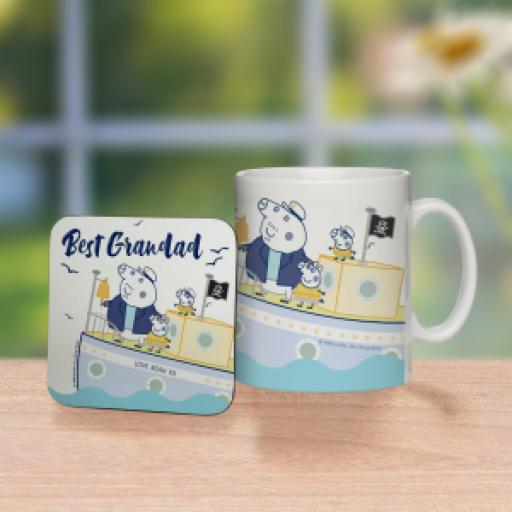 Personalised Peppa Pig Best Grandad Mug & Coaster.