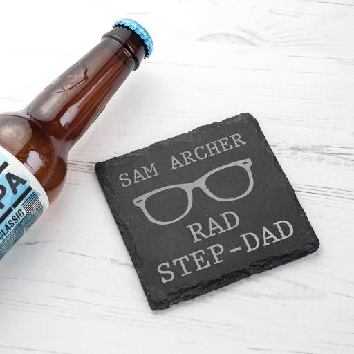 Rad Step Dad' Personalised Square Slate Keepsake