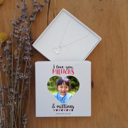 Personalised Photo Upload Love You Millions Silver Heart Pendant