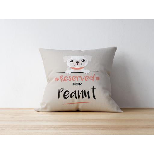 Personalised White Pug Cushion