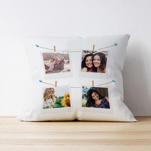 Personalised Photo Upload Cushion - 4 Personalised Photo - Polaroid Design