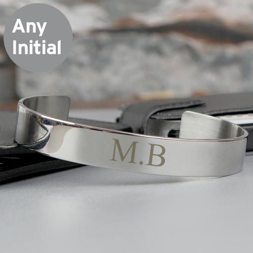 Personalised  Engraved Initial Stainless Steel Bangle