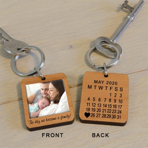 Personalised The Day We Became A Family Photo Key Ring.