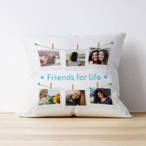 Personalised Photo Upload Cushion - 6 Personalised Photo - Polaroid Design