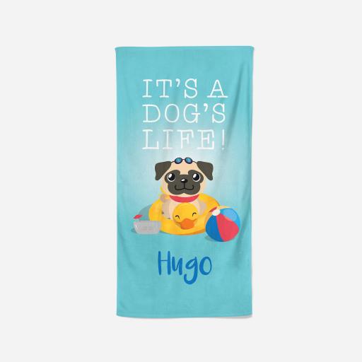 Personalised Fawn Pug Towel - Dogs life