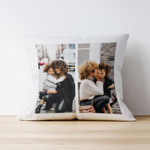 Personalised 2 Photo  Vertical Split Upload Cushion