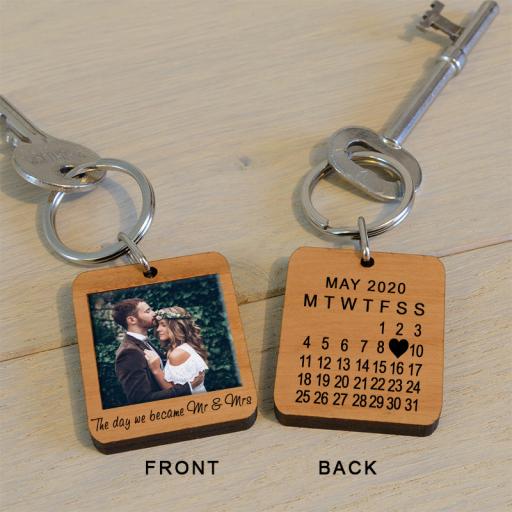 Personalised The Day We Became Mr & Mrs Photo Key Ring.