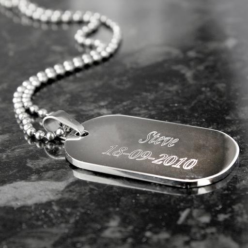 Personalised  Engraved Stainless Steel Dog Tag Necklace