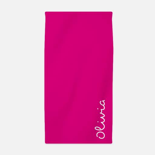 Personalised Personalised Beach Towel - White on Pink.