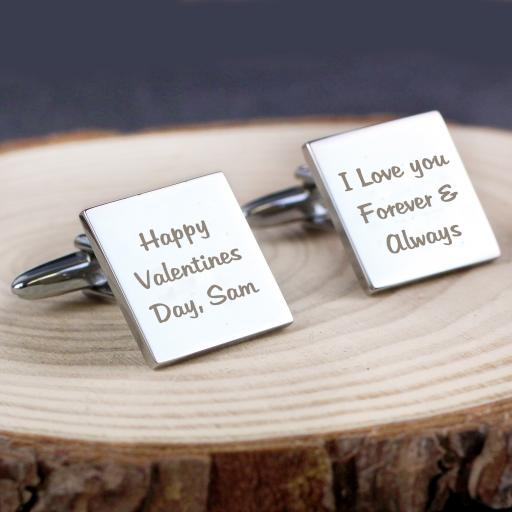 Personalised  Engraved Any Message Square Cufflinks - 3 lines