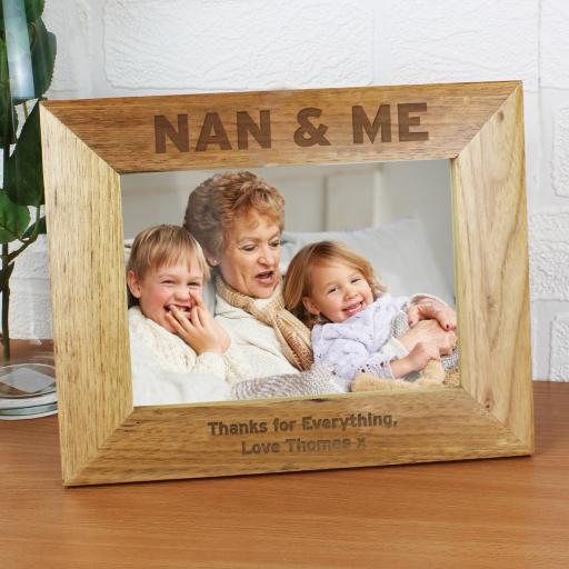 Personalised engraved Nan & Me 5 x 7 Wooden Photo Frame