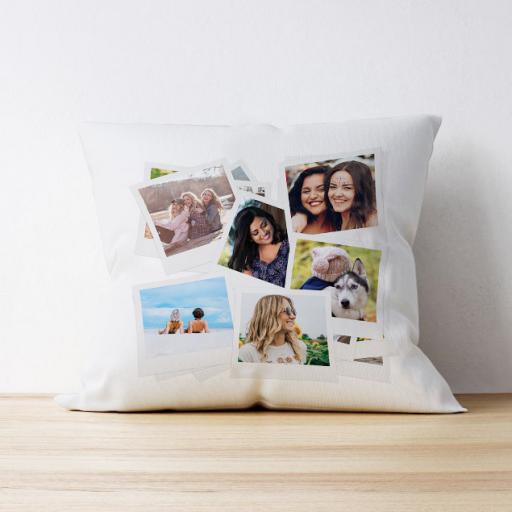 Personalised Photo Upload Cushion - 6 Personalised Photo - Polaroid Design