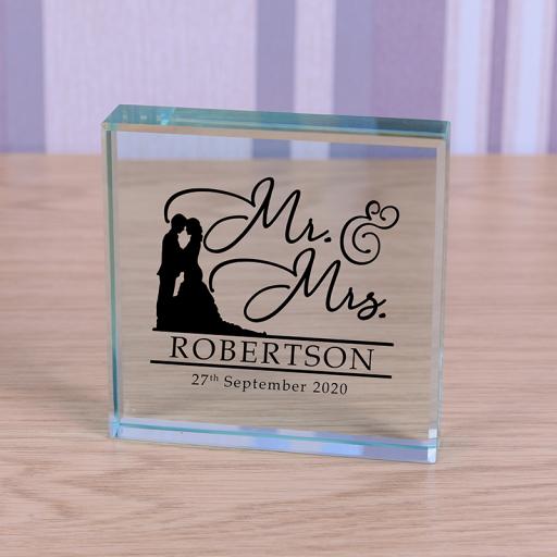 Personalised Glass Token - Mr & Mrs