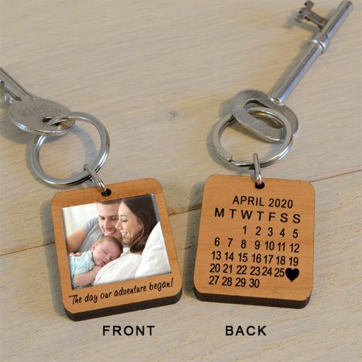 Personalised The Day Our Adventure Began Photo Key Ring.