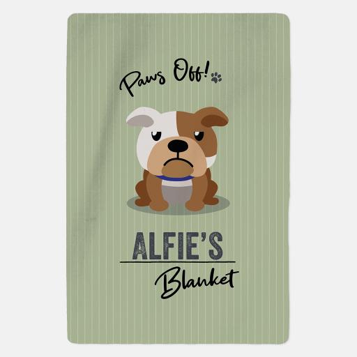 Personalised Bulldog Fleece Blanket - Paws Off