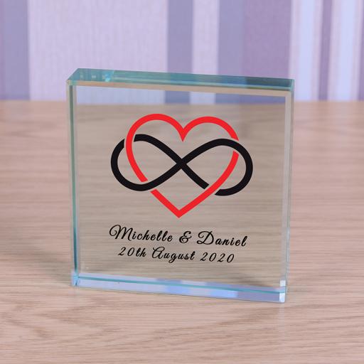 Personalised Glass Token - Heart Infinity