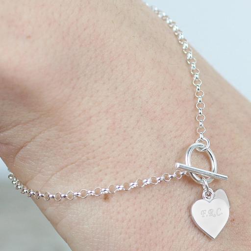 Personalised  Engraved Hearts T-Bar Bracelet