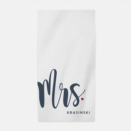 Personalised &#039;Mrs&#039; Honeymoon Beach Towel.