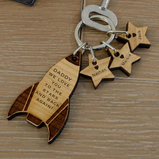 Personalised Love You to the Stars Rocket Key Ring.