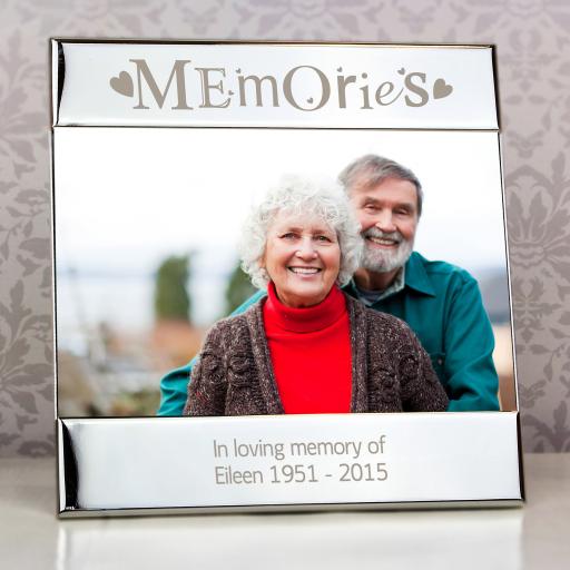 Personalised engraved Silver Memories Square Photo Frame