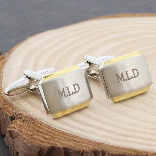 Personalised  Engraved Gold Rimmed Cufflinks