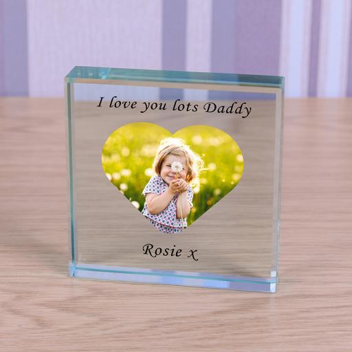 Personalised Glass Token - Heart Photo