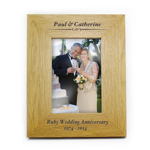 Personalised Oak Finish 6x4 Formal Portrait Photo Frame