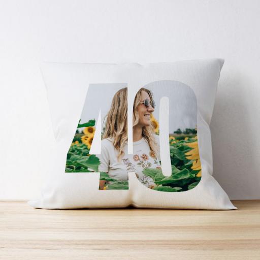 Personalised Photo Upload Cushion - 40 Years Old