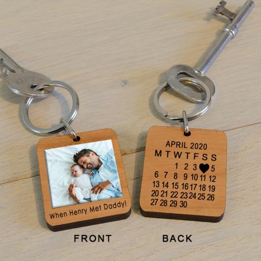 Personalised When Met...Daddy Photo Key Ring.