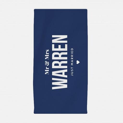 Personalised Just Married Honeymoon Beach Towel.