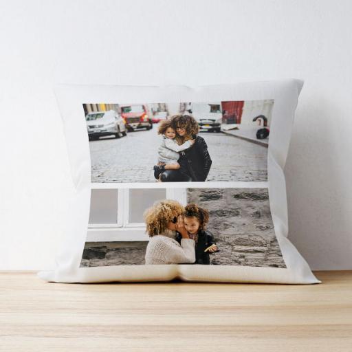 Personalised 2 Photo  Horizontal Split Upload Cushion